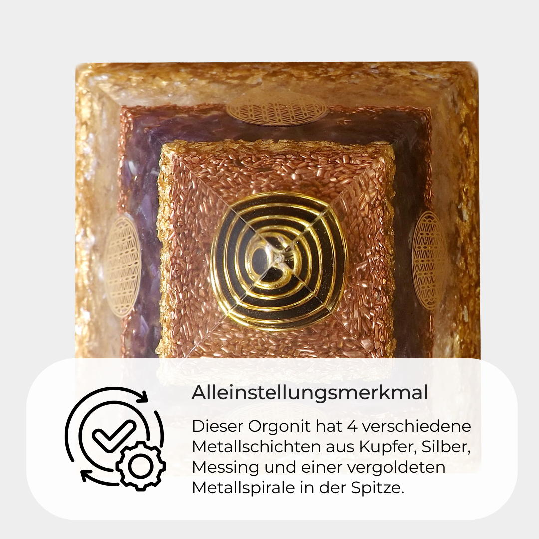 Orgon Generator Pyramide Groß - Schungit & Amethyst