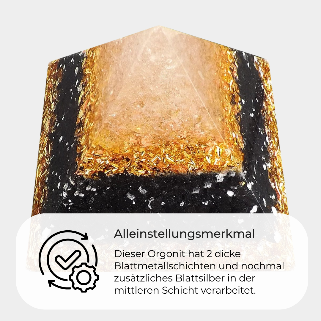 Große Orgonitpyramide - Gold & Onyx