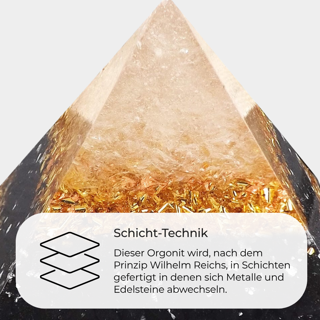 Große Orgonitpyramide - Gold & Onyx