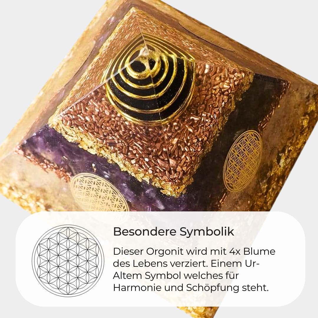 Orgon Generator Pyramide Groß - Schungit & Amethyst