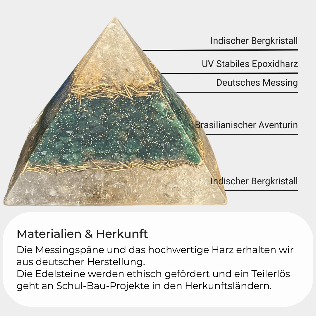 Orgonit Generator Pyramide - Gold & Aventurin