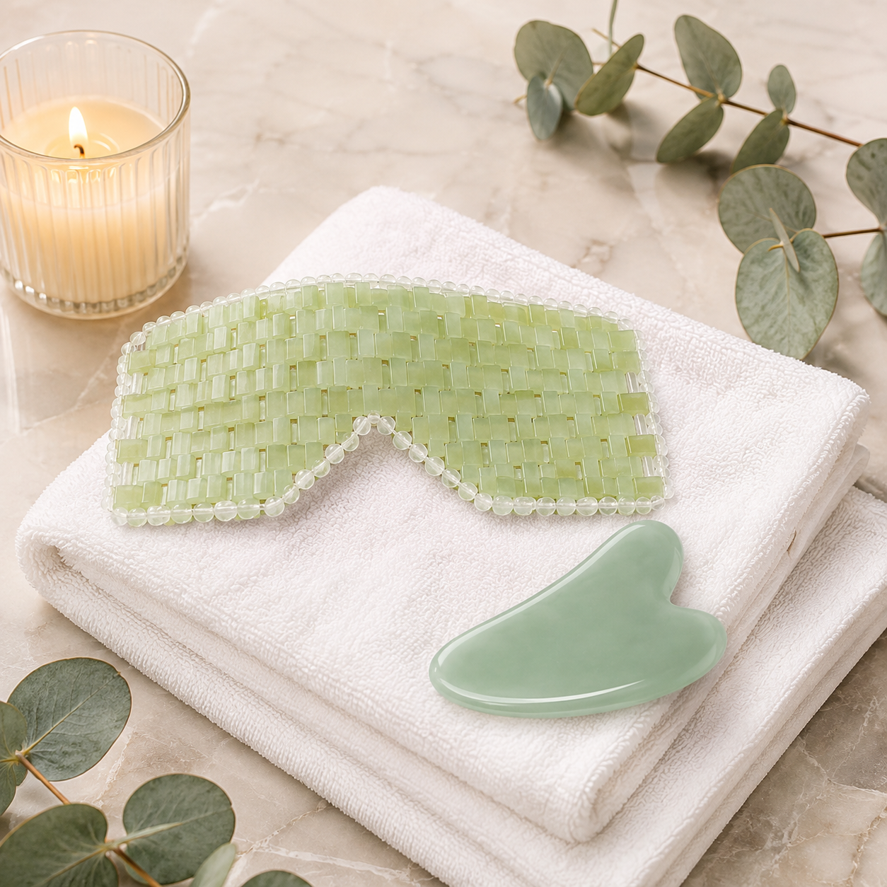 Kühlendes Jademaske-& Massagestein Set